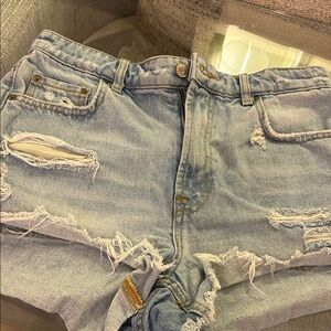 Zara Light Wash Distressed Denim Jean Shorts